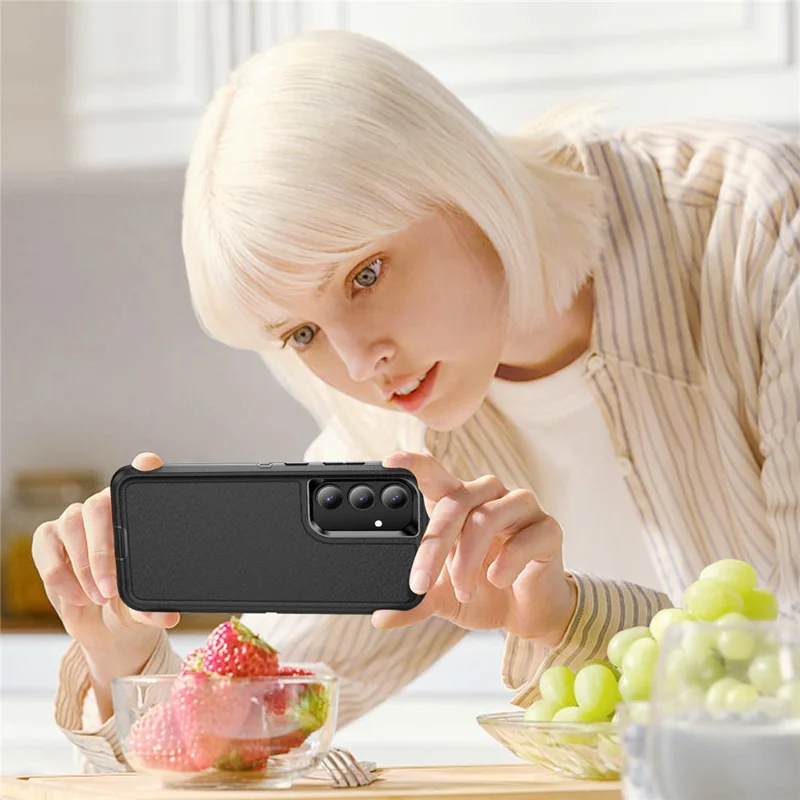 For Samsung Galaxy S25 FE Case PC + Silicone + EVA Drop Protection Phone Cover -  Black