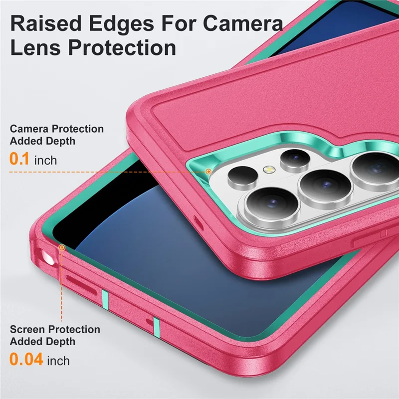 For Samsung Galaxy S26 Ultra Case PC + Silicone + EVA Anti-Drop Kickstand Phone Cover - Rose  /  Cyan