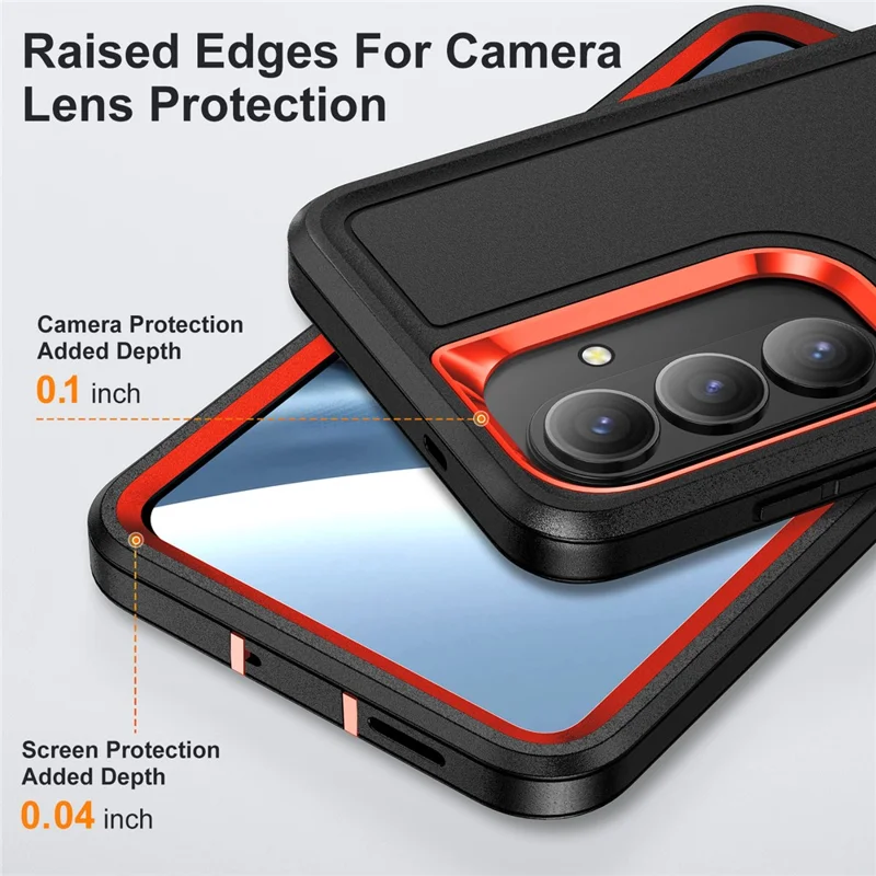 For Samsung Galaxy S26+ Case PC + Silicone + EVA Anti-Drop Kickstand Phone Cover - Black  /  Orange