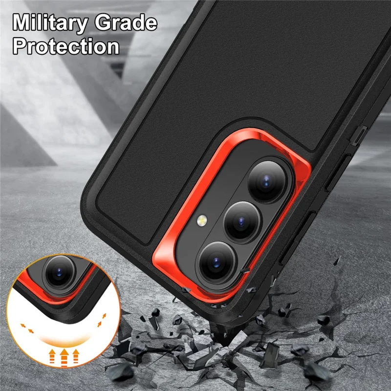 For Samsung Galaxy S26+ Case PC + Silicone + EVA Anti-Drop Kickstand Phone Cover - Black  /  Orange