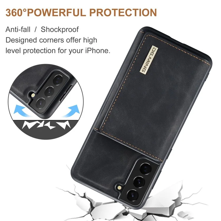 Dg. Ming M1 -serie Für Samsung Galaxy S23 Plus 5G Abnehmbarer Brieftaschenhülle PU -lederbeschichtungsschale Mit Kickstand - Schwarz