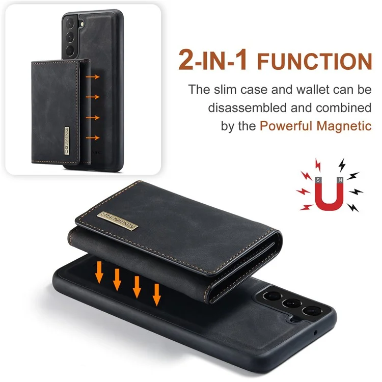 Dg. Ming M1 -serie Für Samsung Galaxy S23 Plus 5G Abnehmbarer Brieftaschenhülle PU -lederbeschichtungsschale Mit Kickstand - Schwarz