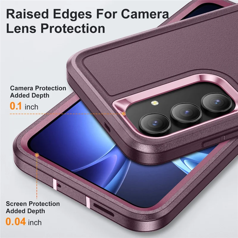 For Samsung Galaxy S25 FE Case PC + Silicone + EVA Anti-Drop Kickstand Phone Cover - Purple  /  Pink