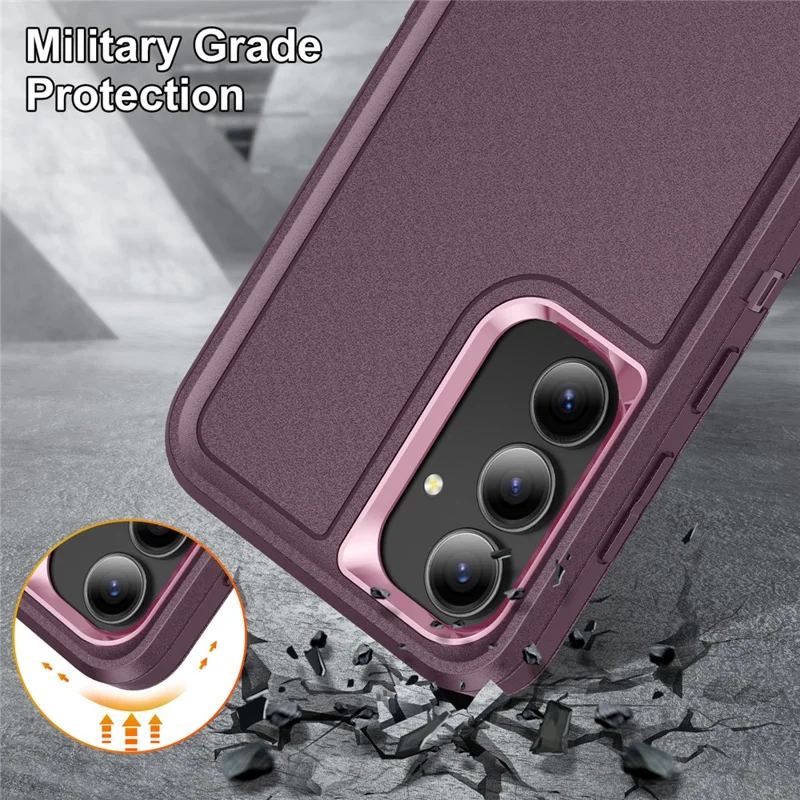 For Samsung Galaxy S25 FE Case PC + Silicone + EVA Anti-Drop Kickstand Phone Cover - Purple  /  Pink