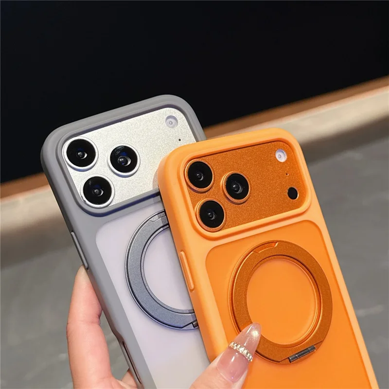 For iPhone 17 Pro Max Magnetic Case with Rotating Kickstand TPU PC Skin Touch Phone Cover - Blue