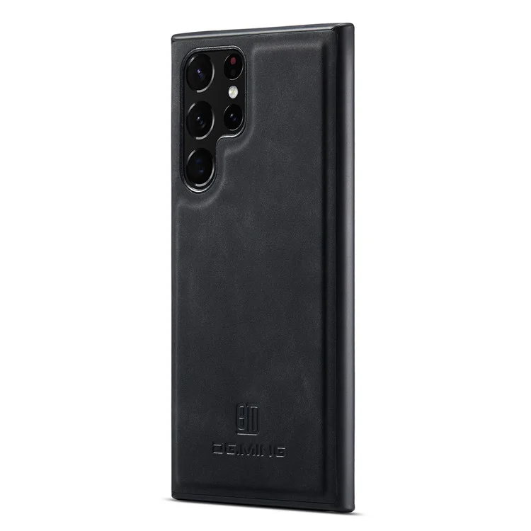 Чехол-бумажник DG.MING M1 Series для Samsung Galaxy S23 Ultra, противоударный чехол из искусственной кожи с подставкой - черный