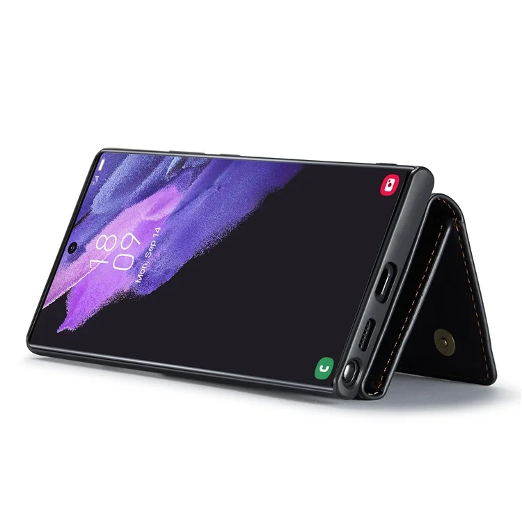 Чехол-бумажник DG.MING M1 Series для Samsung Galaxy S23 Ultra, противоударный чехол из искусственной кожи с подставкой - черный
