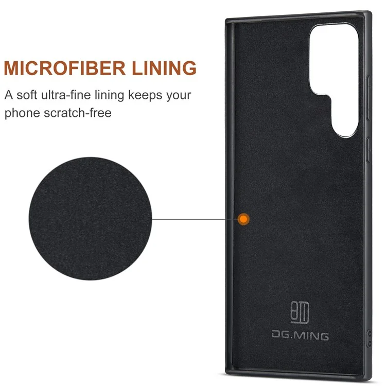 DG.MING M1 Series Wallet Phone Case for Samsung Galaxy S23 Ultra Anti-Drop Phone Shell PU Leather Coated Shockproof Cover with Kickstand - Green