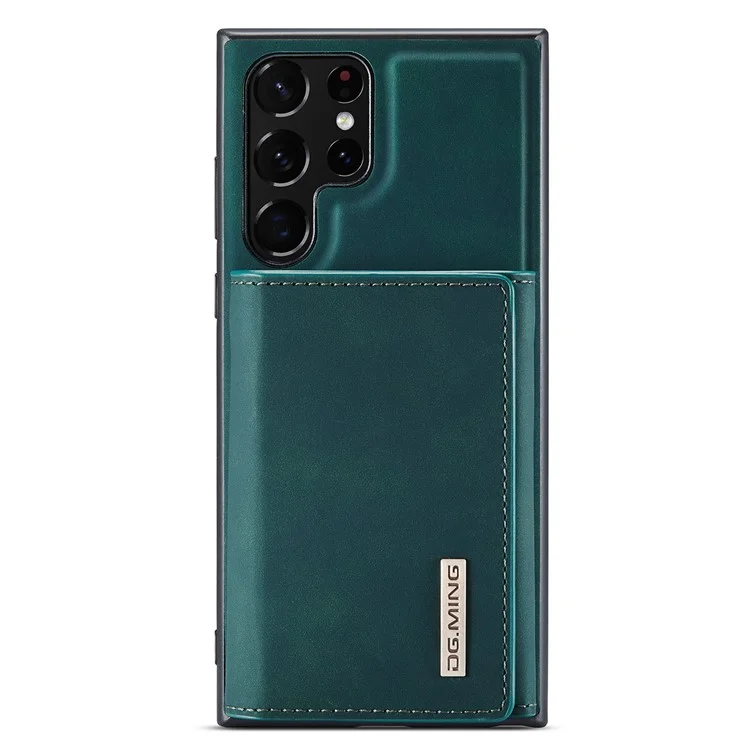 DG.MING M1 Series Wallet Phone Case for Samsung Galaxy S23 Ultra Anti-Drop Phone Shell PU Leather Coated Shockproof Cover with Kickstand - Green