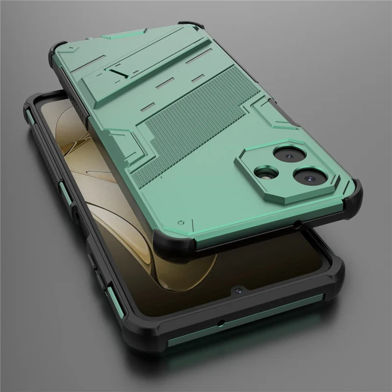 For Samsung Galaxy A07 5G / A07 4G Case PC + TPU Shockproof Phone Cover with Kickstand - Green