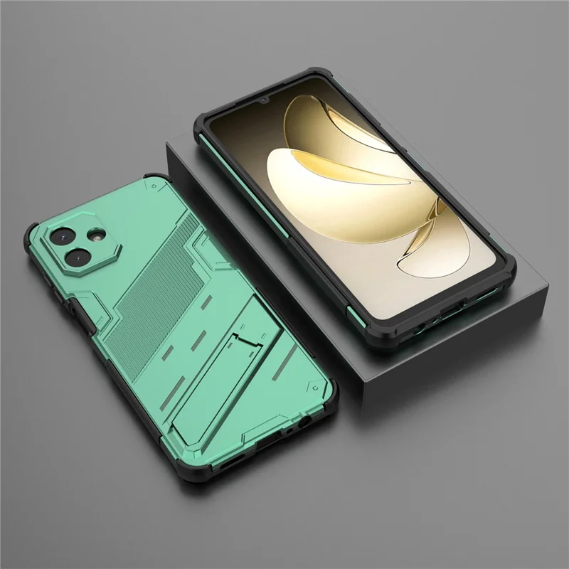 For Samsung Galaxy A07 5G / A07 4G Case PC + TPU Shockproof Phone Cover with Kickstand - Green