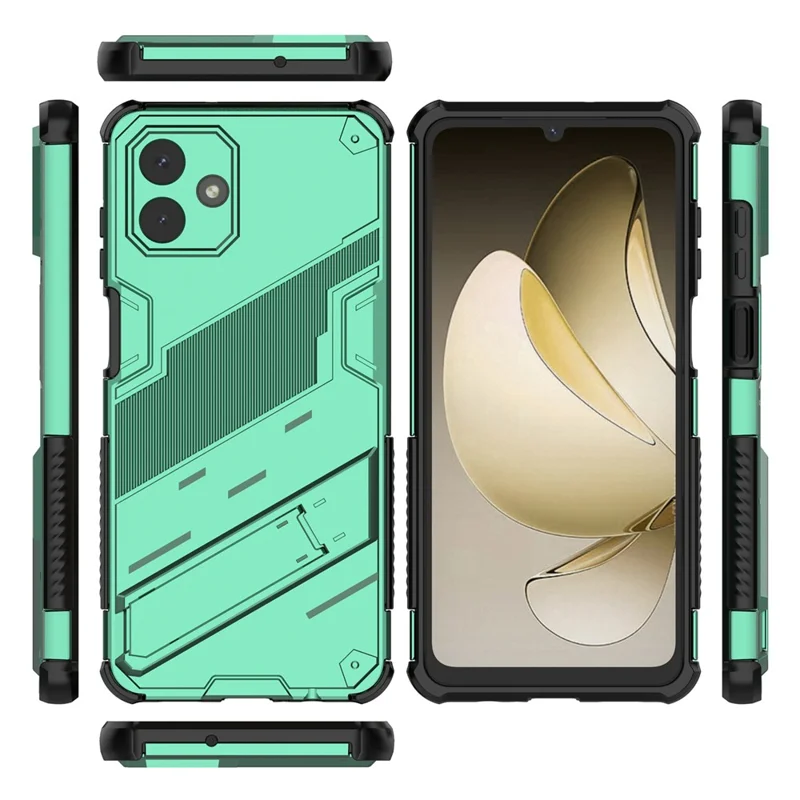 For Samsung Galaxy A07 5G / A07 4G Case PC + TPU Shockproof Phone Cover with Kickstand - Green