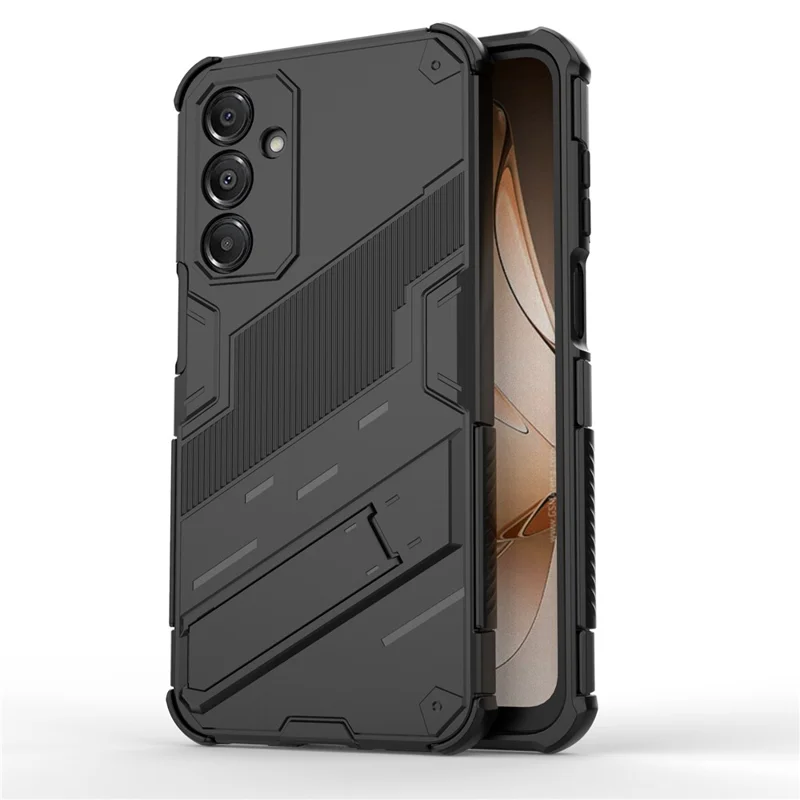 For Samsung Galaxy A16 5G  /  A16 4G Case PC + TPU Shockproof Phone Cover with Kickstand - Black