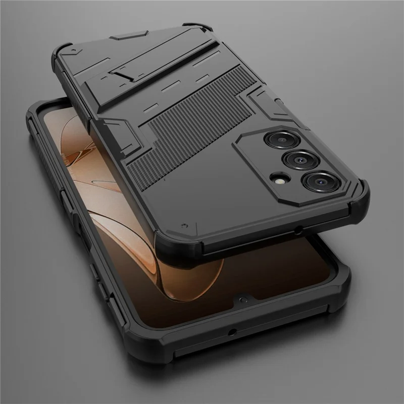 For Samsung Galaxy A16 5G  /  A16 4G Case PC + TPU Shockproof Phone Cover with Kickstand - Black