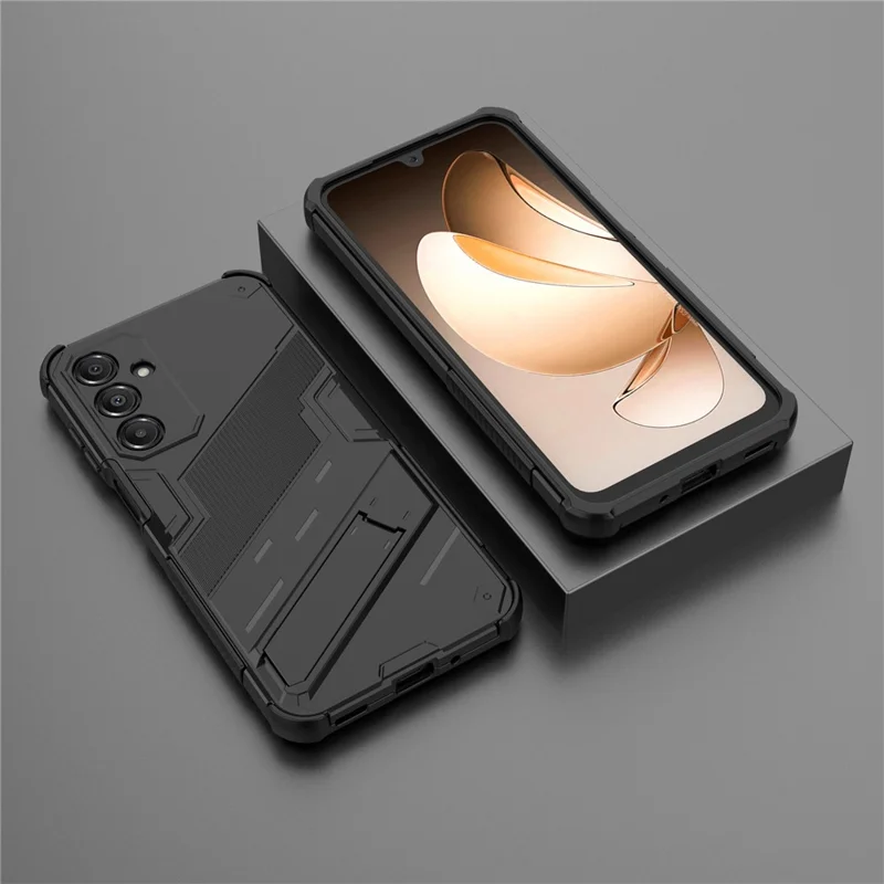 For Samsung Galaxy A16 5G  /  A16 4G Case PC + TPU Shockproof Phone Cover with Kickstand - Black