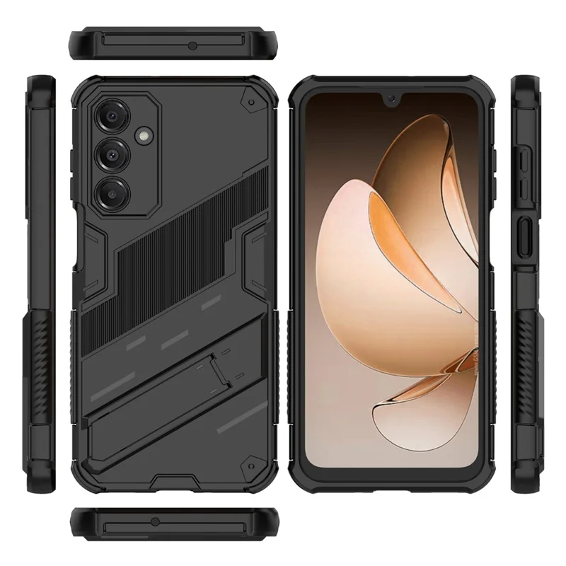 For Samsung Galaxy A16 5G  /  A16 4G Case PC + TPU Shockproof Phone Cover with Kickstand - Black