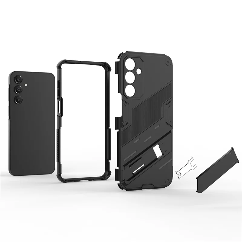For Samsung Galaxy A16 5G  /  A16 4G Case PC + TPU Shockproof Phone Cover with Kickstand - Black
