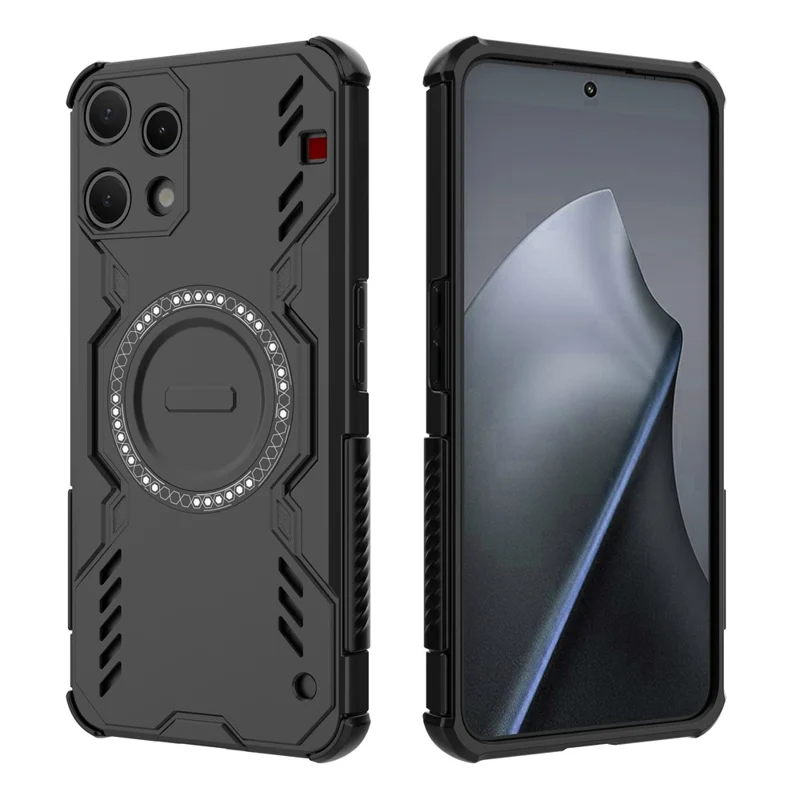 For Nothing Phone (3a) Lite 5G Magnetic Case Butterfly Armor Hollow Heat Dissipation PC + TPU Phone Cover - Black
