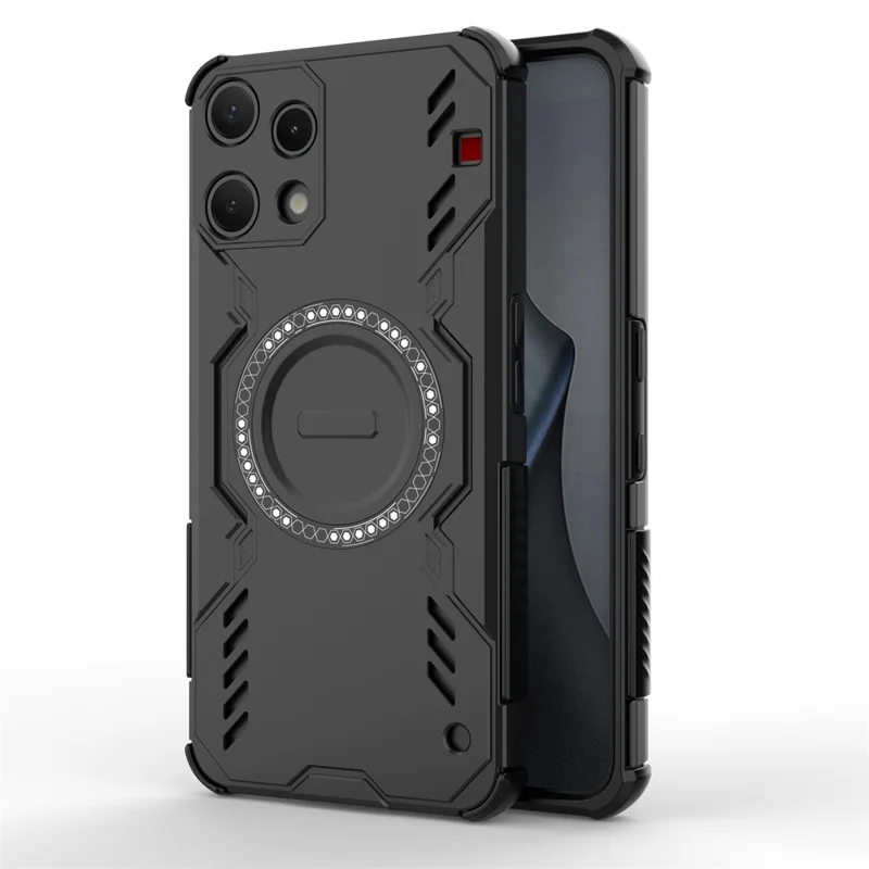 For Nothing Phone (3a) Lite 5G Magnetic Case Butterfly Armor Hollow Heat Dissipation PC + TPU Phone Cover - Black