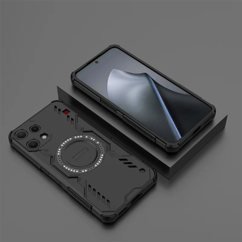 For Nothing Phone (3a) Lite 5G Magnetic Case Butterfly Armor Hollow Heat Dissipation PC + TPU Phone Cover - Black