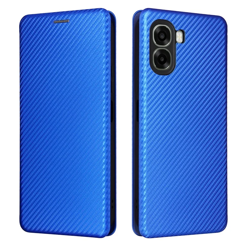 Phone Case For Oppo A6x 5G  /  A6x 4G Carbon Fiber Texture Drop-Proof PU Leather Phone Cover - Blue