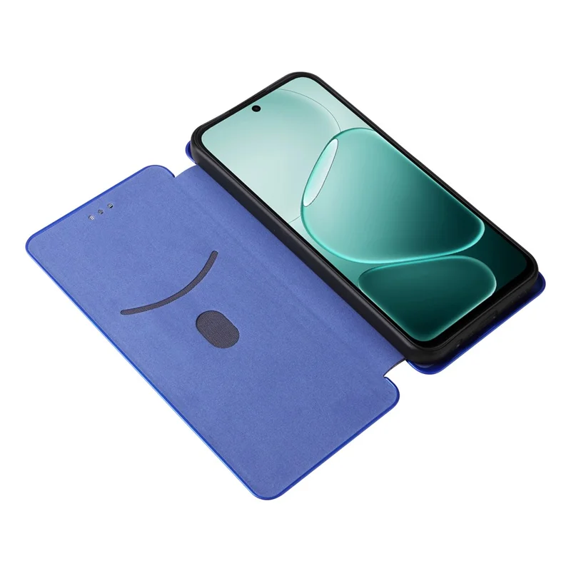 Phone Case For Oppo A6x 5G  /  A6x 4G Carbon Fiber Texture Drop-Proof PU Leather Phone Cover - Blue