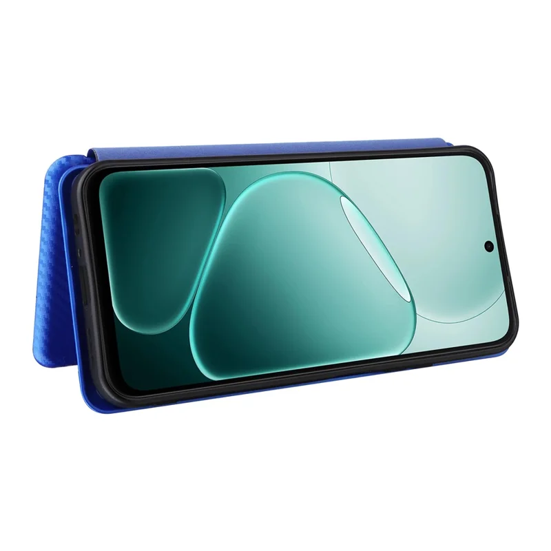 Phone Case For Oppo A6x 5G  /  A6x 4G Carbon Fiber Texture Drop-Proof PU Leather Phone Cover - Blue