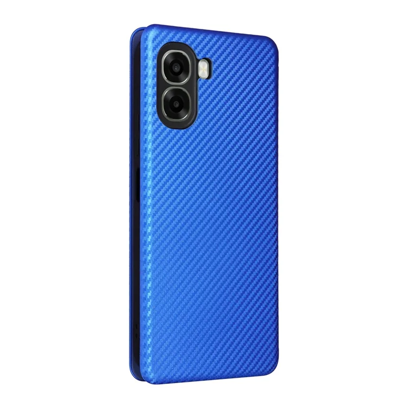 Phone Case For Oppo A6x 5G  /  A6x 4G Carbon Fiber Texture Drop-Proof PU Leather Phone Cover - Blue