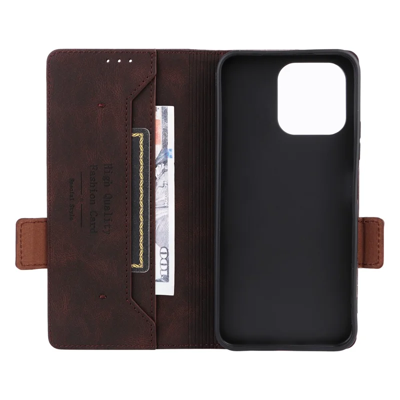 Phone Case For Oppo A6x 5G  /  A6x 4G Leather Wallet Flip Phone Cover with Hardware Decor - Coffee
