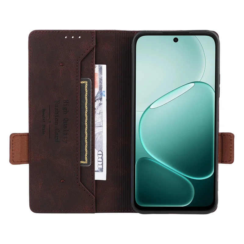 Phone Case For Oppo A6x 5G  /  A6x 4G Leather Wallet Flip Phone Cover with Hardware Decor - Coffee