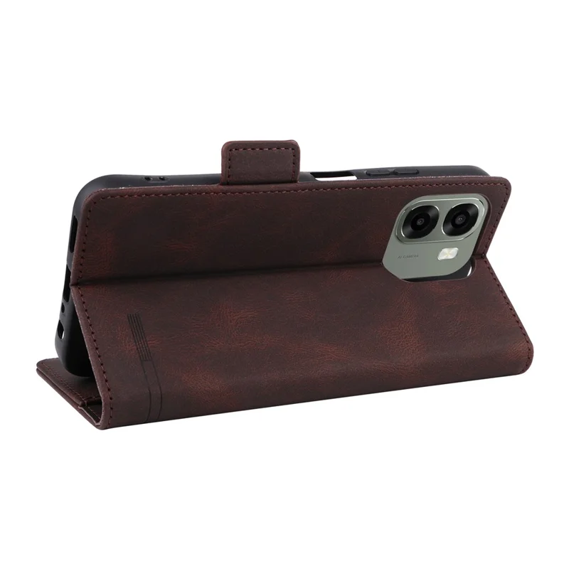Phone Case For Oppo A6x 5G  /  A6x 4G Leather Wallet Flip Phone Cover with Hardware Decor - Coffee