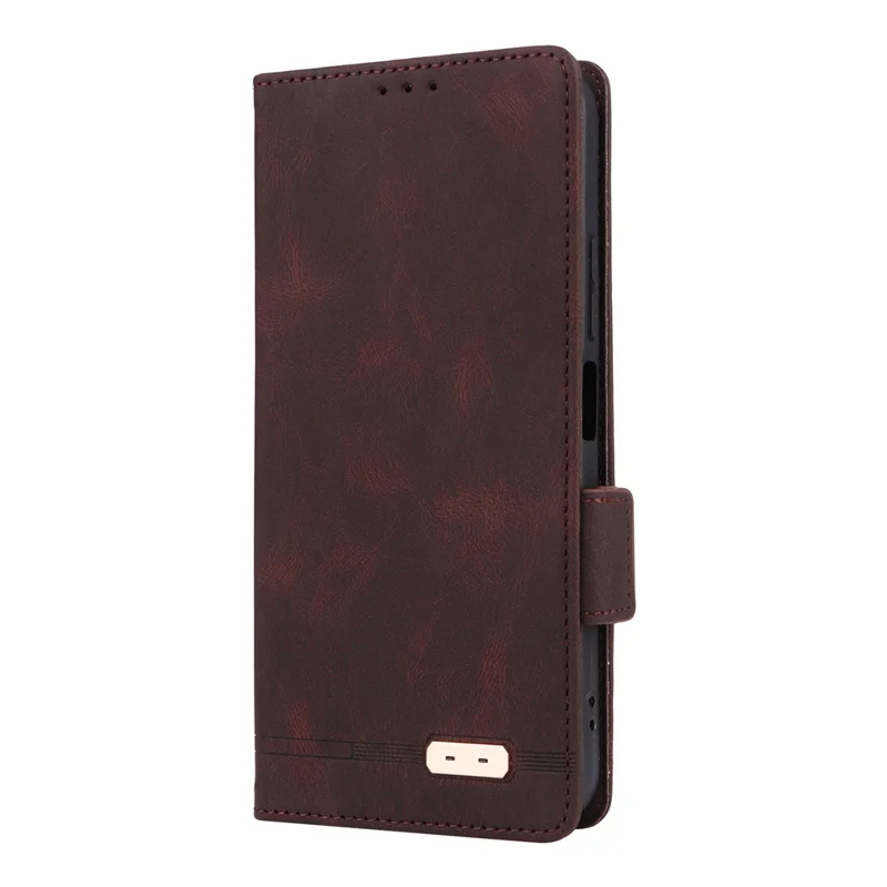 Phone Case For Oppo A6x 5G  /  A6x 4G Leather Wallet Flip Phone Cover with Hardware Decor - Coffee