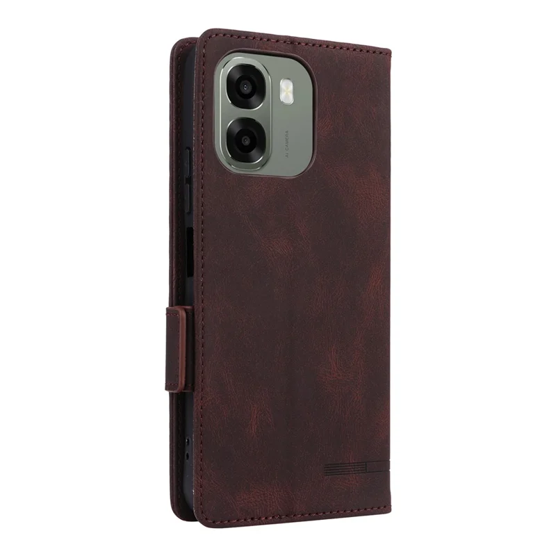 Phone Case For Oppo A6x 5G  /  A6x 4G Leather Wallet Flip Phone Cover with Hardware Decor - Coffee
