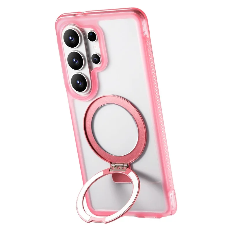 For Samsung Galaxy S26 Ultra Magnetic Case Kickstand Clear TPU PC Phone Back Cover - Pink