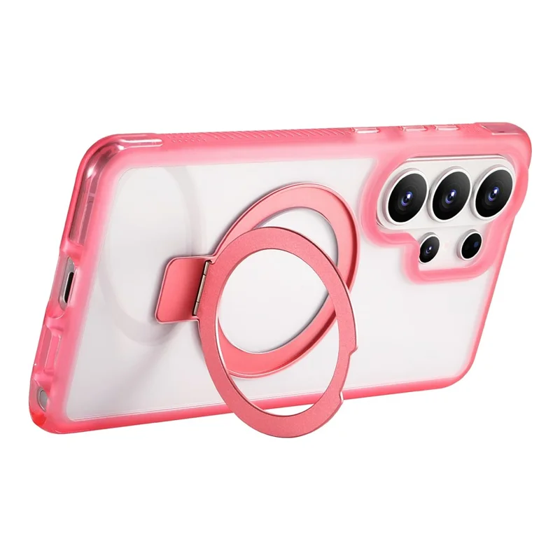 For Samsung Galaxy S26 Ultra Magnetic Case Kickstand Clear TPU PC Phone Back Cover - Pink