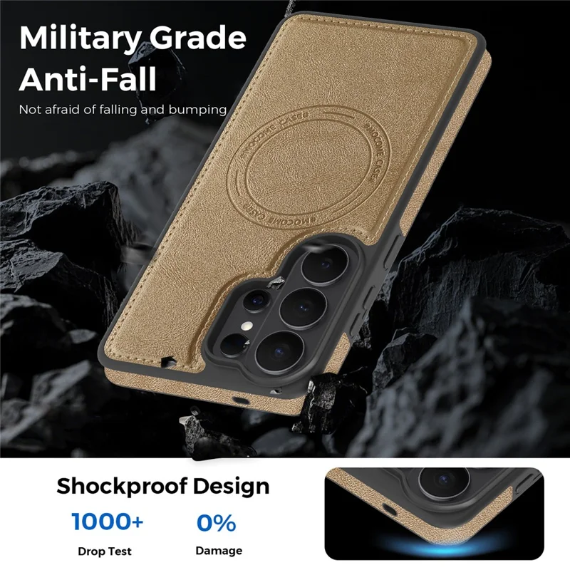 For Samsung Galaxy S26 Ultra Magnetic Case Leather Back Phone Cover - Desert Gold