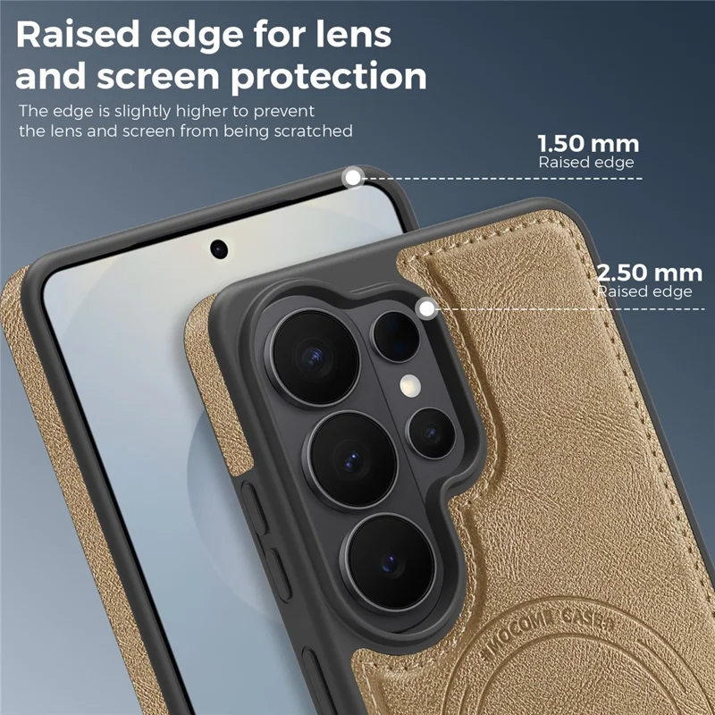 For Samsung Galaxy S26 Ultra Magnetic Case Leather Back Phone Cover - Desert Gold