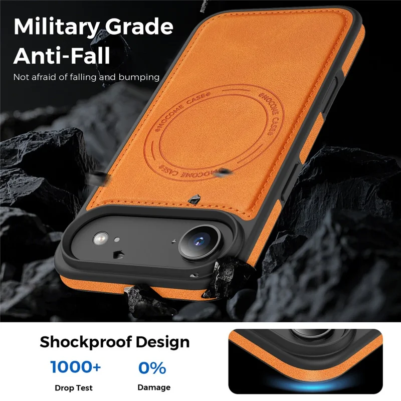 For iPhone Air Case Compatible with MagSafe Leather Back Phone Cover - Orange