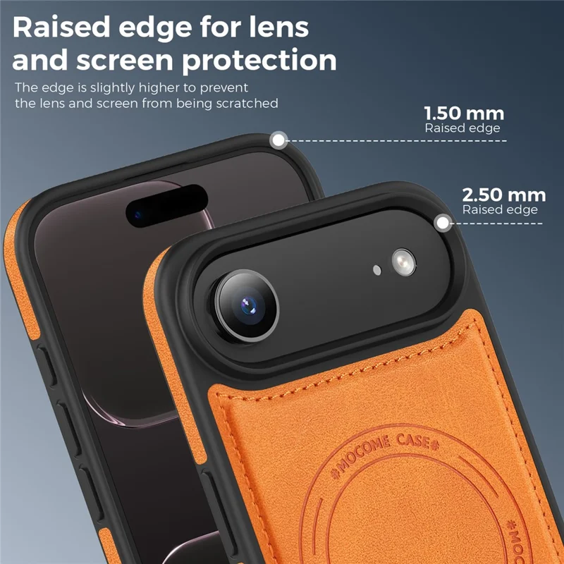 For iPhone Air Case Compatible with MagSafe Leather Back Phone Cover - Orange