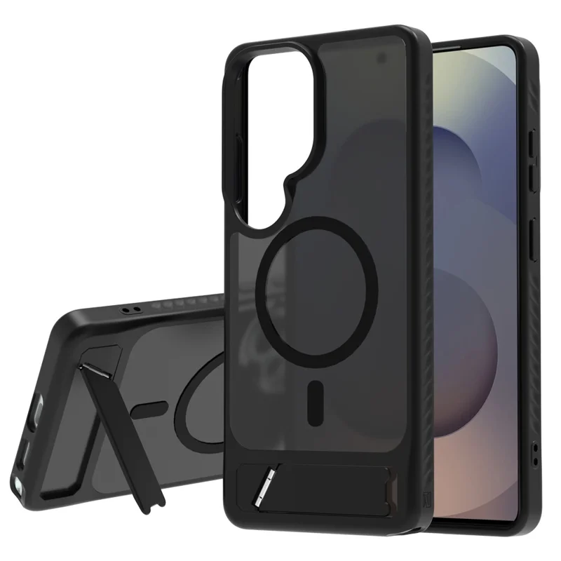 LEREACH Le-Chic Series for Samsung Galaxy S26 Ultra Magnetic Case TPU + PC Kickstand Phone Cover - Black