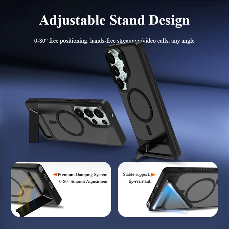 LEREACH Le-Chic Series for Samsung Galaxy S26 Ultra Magnetic Case TPU + PC Kickstand Phone Cover - Black