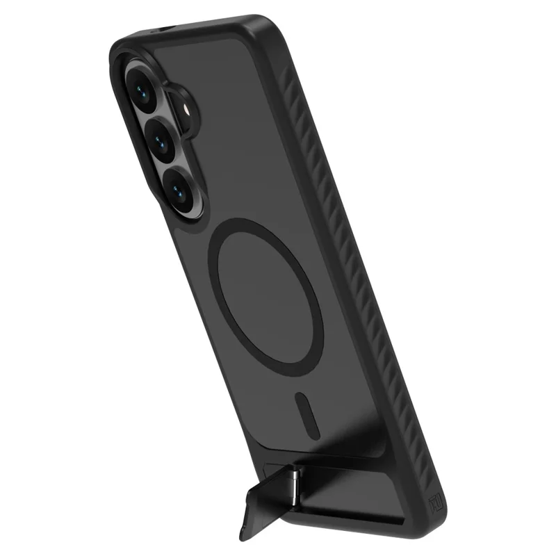 LEREACH Le-Chic Series for Samsung Galaxy S26 Magnetic Case TPU + PC Kickstand Phone Cover - Black