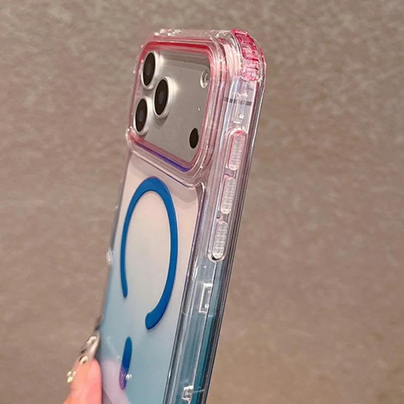 For iPhone 17 Pro Max Case Compatible with MagSafe Shockproof 3 in 1 Gradient TPU + PC Phone Cover - Baby Blue  /  Pink