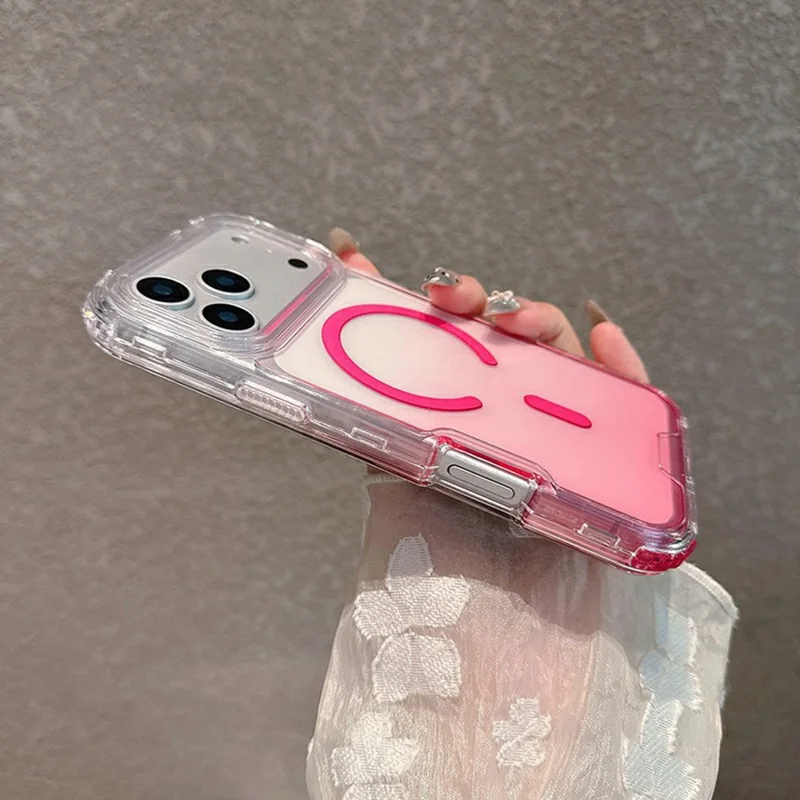 For iPhone 17 Pro Max Case Compatible with MagSafe Shockproof 3 in 1 Gradient TPU + PC Phone Cover - Baby Blue  /  Pink