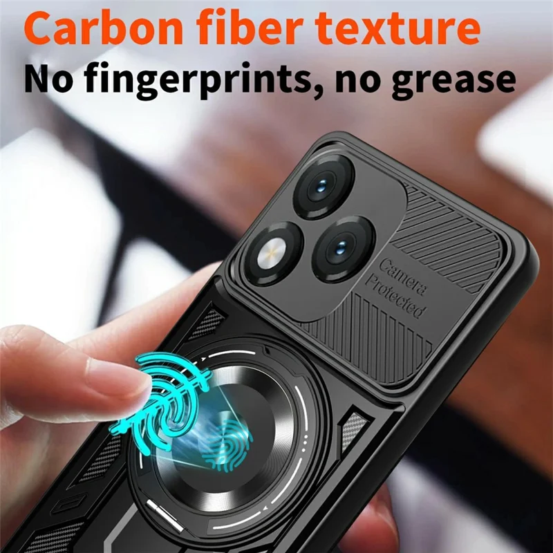 For Honor 400 Lite 5G Magnetic Case Rotating Kickstand TPU + PC Phone Cover - Black