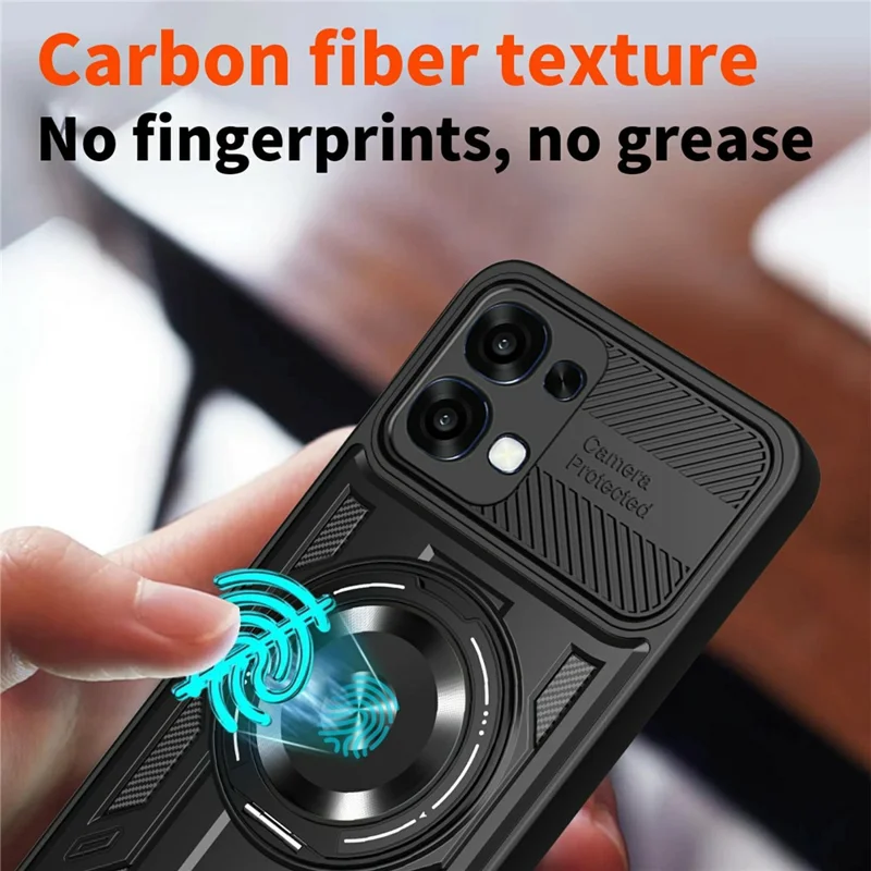 For Oppo A6 Pro 5G Magnetic Case Rotating Kickstand TPU + PC Phone Cover - Black