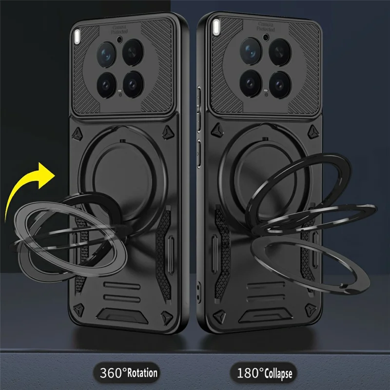 For vivo X300 Pro 5G Magnetic Case Shockproof TPU + PC Phone Back Cover with Kickstand - Black