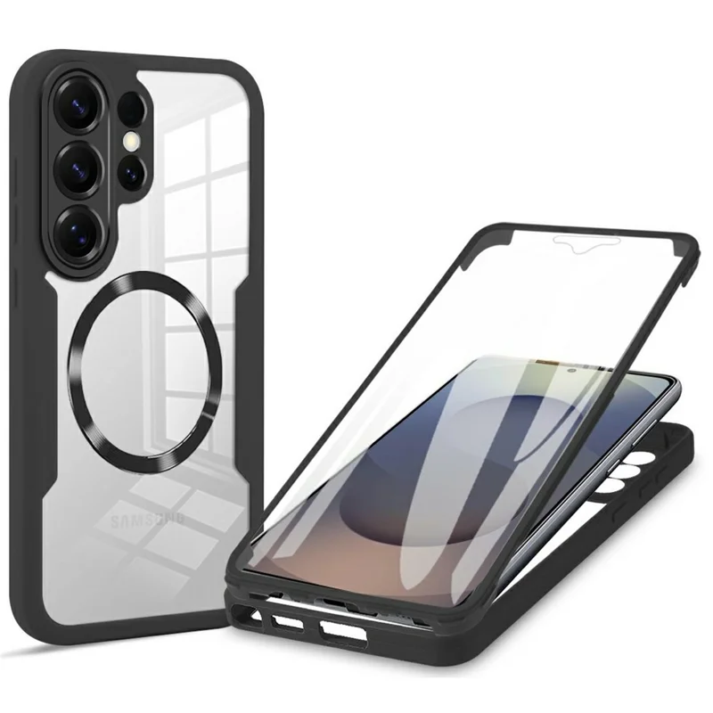 For Samsung Galaxy S26 Ultra Magnetic Case PC + TPU + Acrylic Full Protection Phone Cover - Black