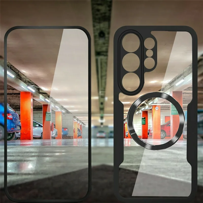 For Samsung Galaxy S26 Ultra Magnetic Case PC + TPU + Acrylic Full Protection Phone Cover - Black