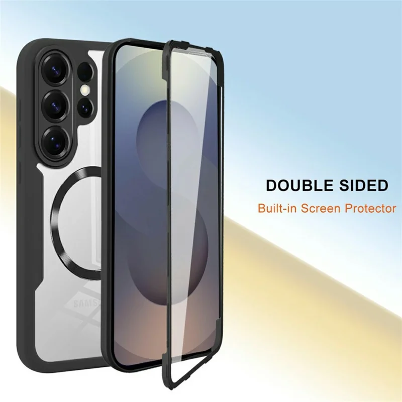 For Samsung Galaxy S26 Ultra Magnetic Case PC + TPU + Acrylic Full Protection Phone Cover - Black